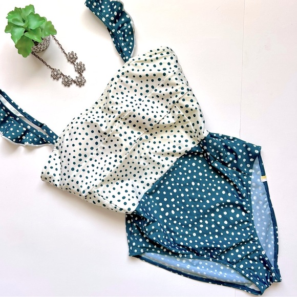 Summersalt The Ruffle Oasis One Piece Swimsuit On The Dot Seaweed Green White 8 - Picture 2 of 14